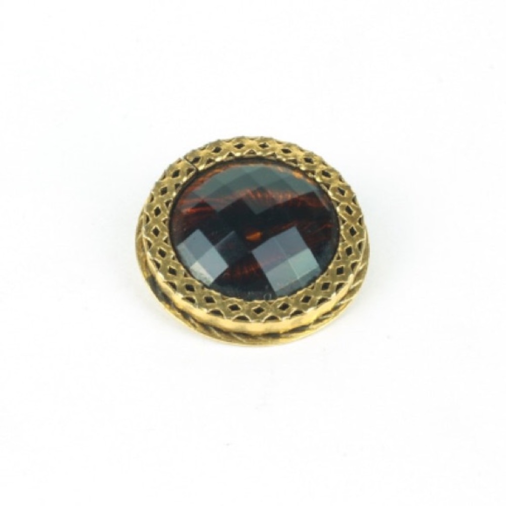 Freirich Gold Tone RootBeer Brown Art Glass Brooch - Picture 2 of 6